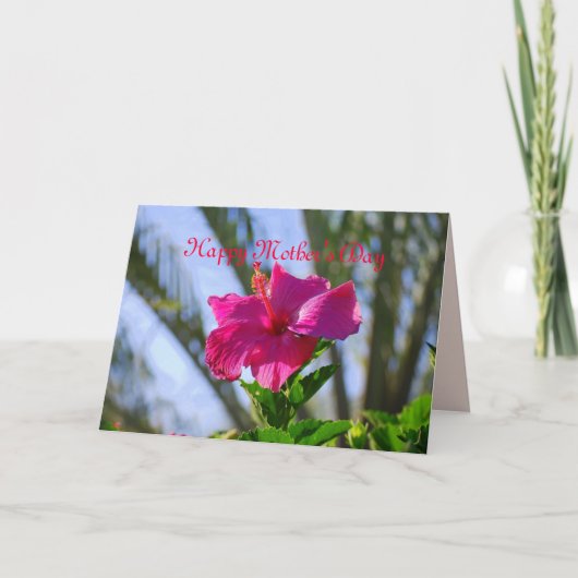 Happy Mother Day Hot Pink Hibiskus Card Karte (Vorderseite)
