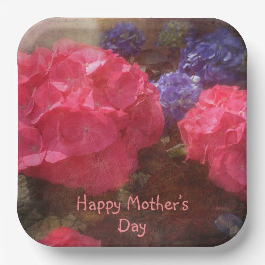 Happy Mother Day Hydrangeas Pappteller (Vorderseite)