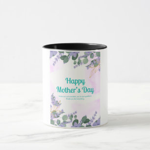 Happy Mother Day Lavender Floral Frame Tasse