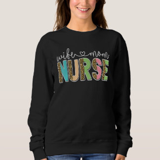 Happy Mother Day Leopard Print Ehefrau Mama Nurse Sweatshirt
