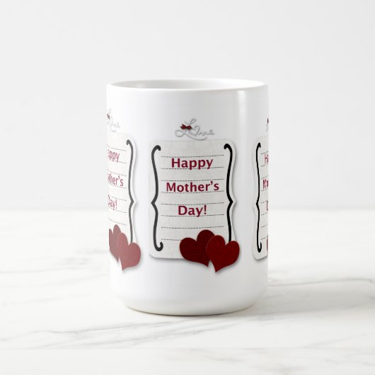 Happy Mother Day Liebe Notes and Hearts Kaffeetasse (Mittel)