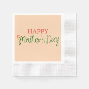 Happy Mother Day Light Apricot Paper Napkin Serviette