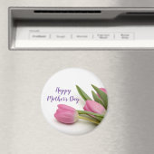 Happy Mother Day Lila Skript Pink Tulips Magnet (In Situ (Geschirrspüler))