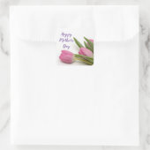 Happy Mother Day Lila Skript Pink Tulips Quadratischer Aufkleber (Tasche)