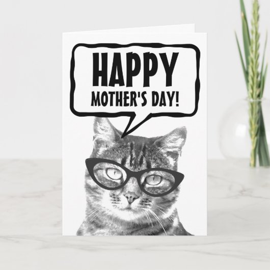 Happy Mother Day lustige Katze Custom Grußkarte Karte (Vorderseite)