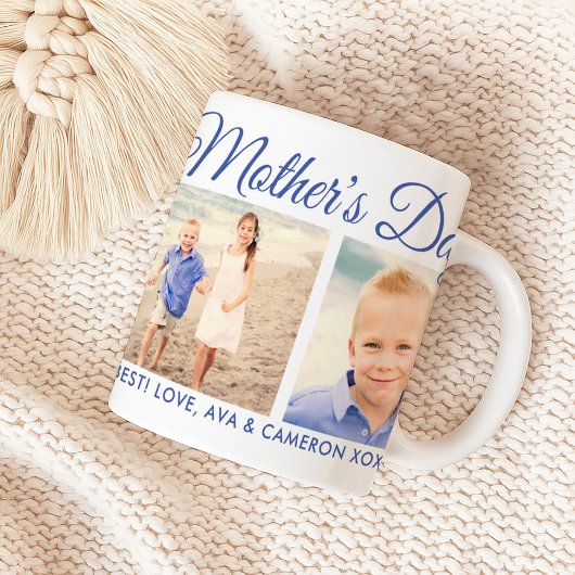 Happy Mother Day Mama Blue Script Foto Collage Kaffeetasse