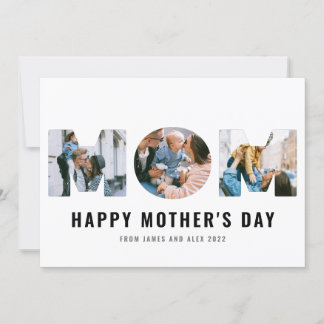 Happy Mother Day MAMA Cutout Simple 3 Foto Card Save The Date