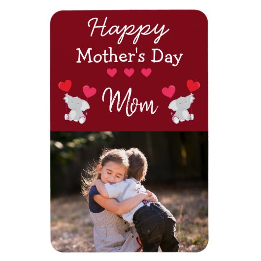 Happy Mother Day Mama Elephant Foto Magnet (Vertikal)