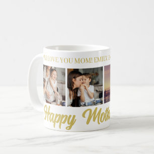 Happy Mother Day Mama Gold Foto Grid Kaffee Tasse