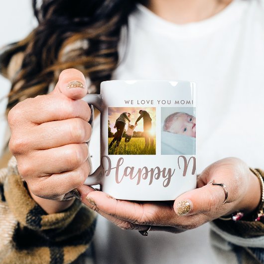 Happy Mother Day Mama Imitate Rose Gold Foto Grid Kaffeetasse