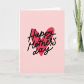 Happy Mother Day Modern Handlettering Heart Karte (Vorderseite)