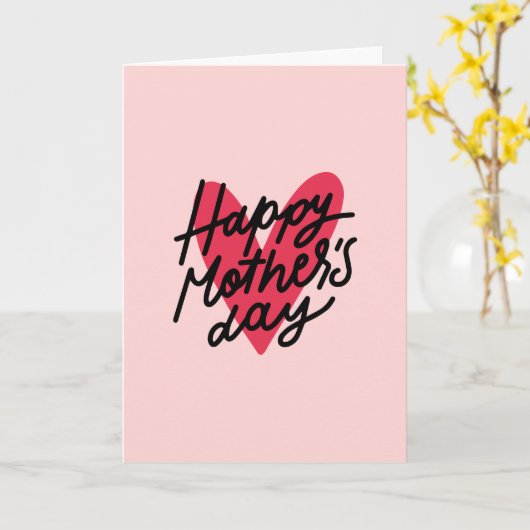 Happy Mother Day Modern Handlettering Heart Karte (Gelbe Blume)