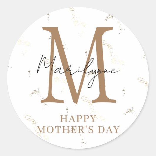 Happy Mother Day Modern Monogram Stickers (Vorderseite)