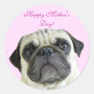 Happy Mother Day Mops Aufkleber