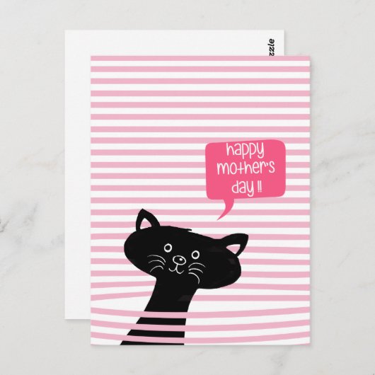 Happy Mother Day Niedlich Black Cat Postcard Postkarte (Vorne/Hinten)