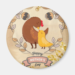 Happy Mother Day Niedlich Fun Chicken and Chick Magnet