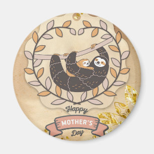 Happy Mother Day Niedlich Fun Koala Sloth und Baby Magnet