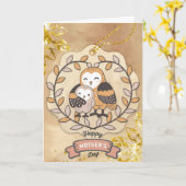 Happy Mother Day Niedlich Fun Owl Bird Karte (Gelbe Blume)