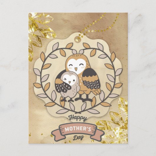 Happy Mother Day Niedlich Fun Owl Bird Postkarte (Vorderseite)