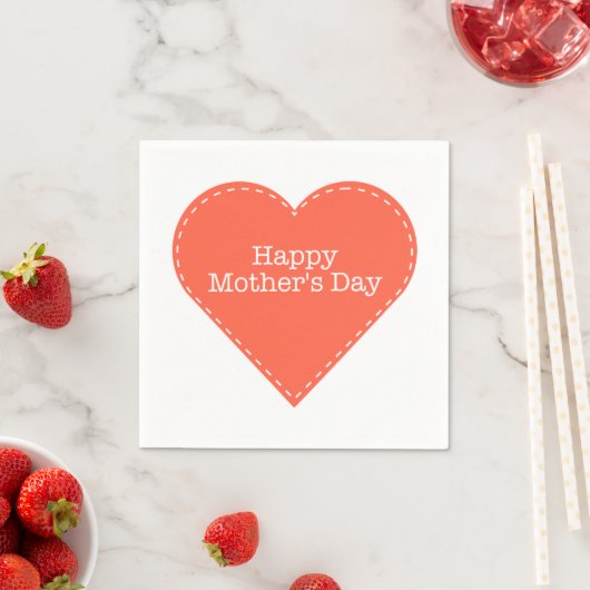 Happy Mother Day Orange Heart Paper Napkin Serviette (Beispiel)