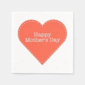 Happy Mother Day Orange Heart Paper Napkin Serviette (Vorderseite)
