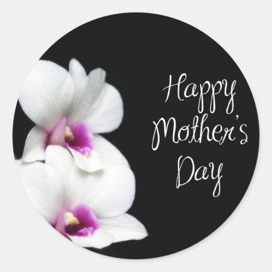Happy Mother Day Orchids Runder Aufkleber (Vorderseite)
