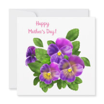 Happy Mother Day Pansy Violet Blume Wasserfarbe