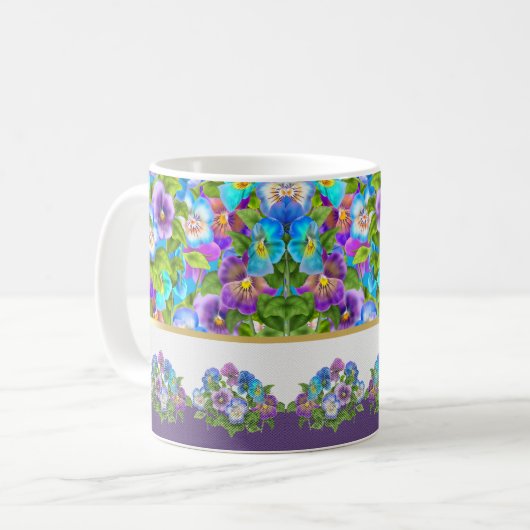 Happy Mother Day Pansy Violet Blume Wasserfarbe Kaffeetasse (Vorderseite Links)