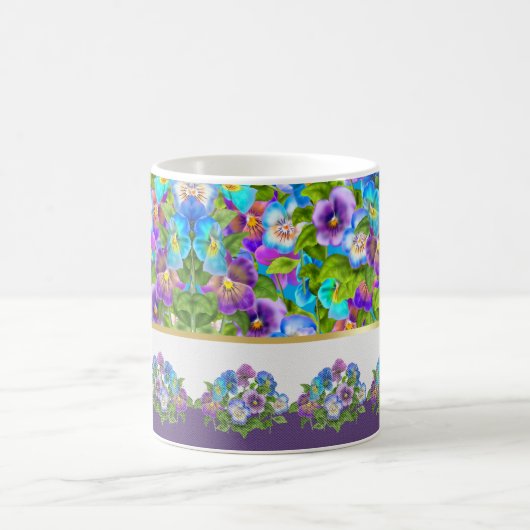 Happy Mother Day Pansy Violet Blume Wasserfarbe Kaffeetasse (Mittel)