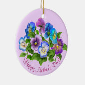 Happy Mother Day Pansy Violet Blume Wasserfarbe Keramik Ornament (Rechts)