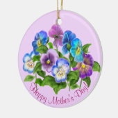 Happy Mother Day Pansy Violet Blume Wasserfarbe Keramik Ornament (Links)