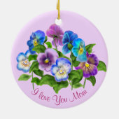Happy Mother Day Pansy Violet Blume Wasserfarbe Keramik Ornament (Hinten)