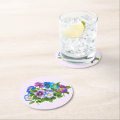 Happy Mother Day Pansy Violet Blume Wasserfarbe Runder Pappuntersetzer (Vor Ort)