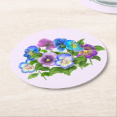 Happy Mother Day Pansy Violet Blume Wasserfarbe Runder Pappuntersetzer (Angewinkelt)