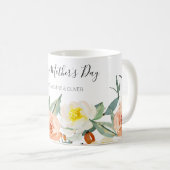 Happy Mother Day Peach Wassercolor Blume Kaffeetasse (VorderseiteRechts)