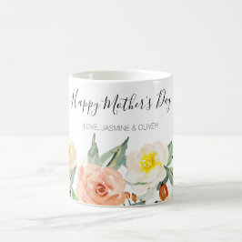 Happy Mother Day Peach Wassercolor Blume Kaffeetasse
