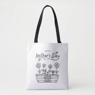 Happy Mother Day Personalize Names Modern Black Tasche
