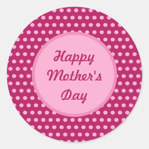 Happy Mother Day Polka Dot Round Stickers