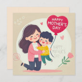 Happy Mother Day Print Design Einladung (Vorne/Hinten)