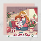 Happy Mother Day Print Design Einladung (Vorne/Hinten)