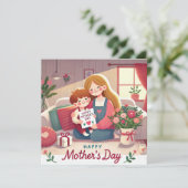 Happy Mother Day Print Design Einladung (Stehend Vorderseite)