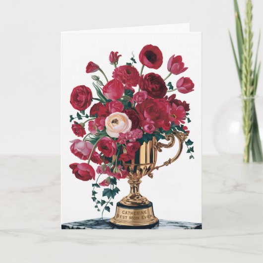 Happy Mother Day Red Blume Trophy Anpassbar Karte (Vorderseite)