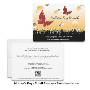 Happy Mother Day Red Butterflies Business Event Einladung