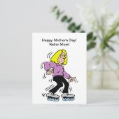Happy Mother Day Roller Mama Postkarte (Stehend Vorderseite)