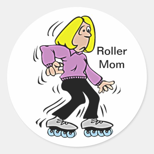 Happy Mother Day Roller Mama Runder Aufkleber (Vorderseite)