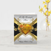 Happy Mother Day Rose Gold Heart Add Foto 2 Karte (Gelbe Blume)