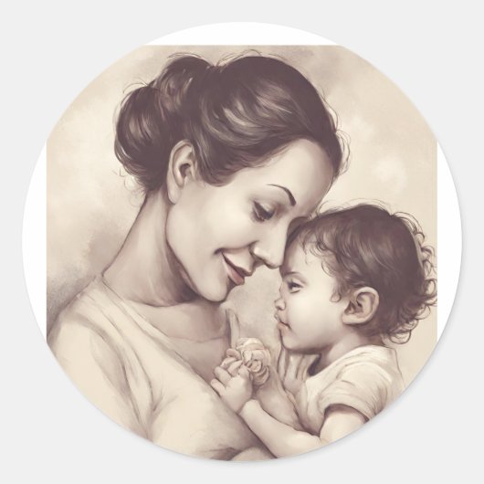 Happy Mother Day Runder Aufkleber (Vorderseite)