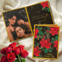 Happy Mother Day Vintag Black Gold Rote Rosen