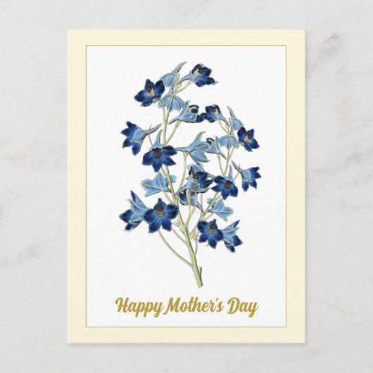 Happy Mother Day Vintag Blue Bells Blume Postkarte (Vorderseite)