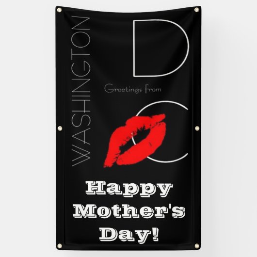 Happy Mother Day Washington DC Red Lipstick Kiss Banner (Vertikal)